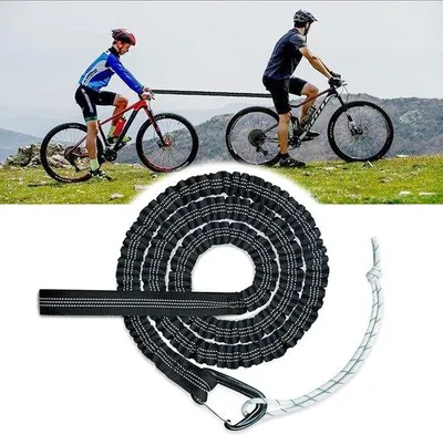 Produktbild von Unyqoos® Kinder Fahrrad-Bungee Abschleppseil 4 m, elastische Schleppleine mit Sicherheitsverschluss, schwarz, Tragfähigkeit 500 lb