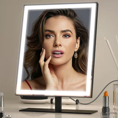 LED-Make-upspiegel, 3 Farbmodi, dimmbar, schwarz, Touch-Steuerung