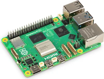 Produktbild von Raspberry Pi 5 Einplatinencomputer mit 1 GB RAM, PCIe 2.0, 85x56x17 mm