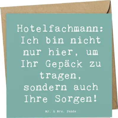 Produktbild von Mr. & Mrs. Panda Grußkarte Spruch Hotelfachmann Sorge - Meeresbrise - Geschenk, faltkarte, Berufsalltag, anlasskarte, Glückwunschkarte, Humorvoller, Schichtdienst, Beruf