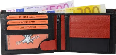 Image de Porte-monnaie en cuir Nappa Porte-titres noir/rouge
