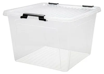 Produktbild von 23x Scharnierbox 26L 40x40x27cm Transparent Deckel Aufbewahrung Spielzeugkisten