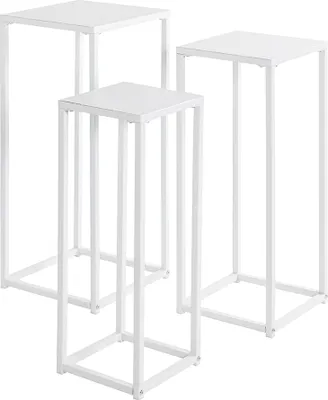 Immagine prodotto di Tavolino per fiori >25359< (set da 3) in bianco, metallo - 22x61x22 cm (LxAxP)