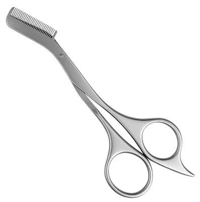 Produktbild von INF Edelstahl-Augenbrauenschere mit Kamm, rundes Griffdesign, 14.2cm
