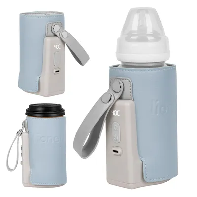 Produktbild von Lionelo Thermup Go Plus Mobiler Flaschenwärmer, Akku 3000 mAh, USB-C, 5 Temperaturstufen, LCD-Display, BPA-frei- Blau