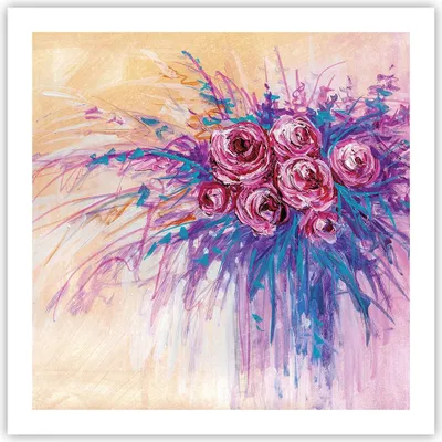 Produktbild von Poster - Poster ohne Rahmen - Blumenstrauß Blumen Rosen - 60x60 cm - Wand Bild - Wanddeko - Wandbilder - Kunstposter - Wandposter - Bilder - Kunstdruck - Wanddekoration - Wandbild - P2XAC60x60-4465