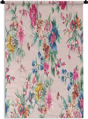 Produktbild von MuchoWow® Wandteppich Wandbehang Blumen - Rosa - Farben 120x180 cm Tapisserie Dekoration Wandtuch - Schlafzimmer - Dekorationen für das Haus