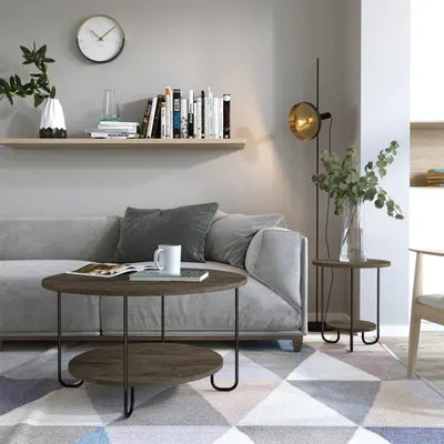 Image de DECORTIE Corro Table basse contemporaine Café foncé polyvalent, 80 x 80 x 45 cm