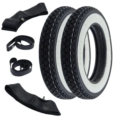 Produktbild von 2x Reifen Weißwand Kenda K333 3.00-10 (3 x 10) 42J TT + Schlauch + Felgenband