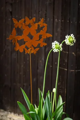 Produktbild von Gartenstecker Schmetterlinge 100cm Metall Rost Gartendeko Edelrost Groß