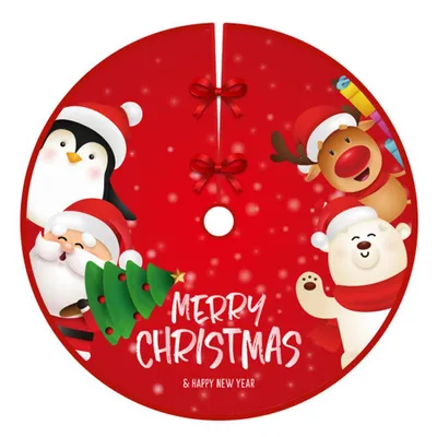 Produktbild von 90 cm Weihnachtsbaumdecke aus gebürstetem Stoff mit individuellem Muster – ideal als Fußmatte für Neujahrs-Weihnachtsbaumschmuck