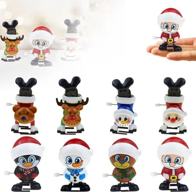 Obrázek produktu pro Little things, Nejnovější vánoční natahovací hračka, Otec Vánoc sněhulák los s hodinovým strojkem, který běhá a skáče (A-8PCS)