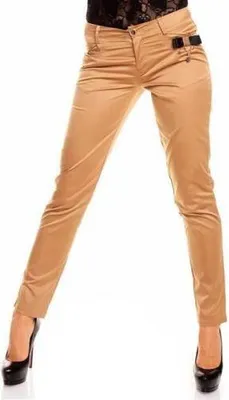 Produktbild von Damen Elegant Chino Urban Stoffhose Skinny Röhre Hose mit Taschen Röhrenhose; Braun/S/36