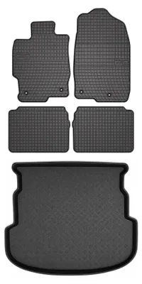 Productafbeelding van Rubberen automatten + kofferbakmat voor Mazda 6 II GH 2007-2012 (stationwagen) – 5-delig, zwart, op maat – Wielganizator SolidPRO