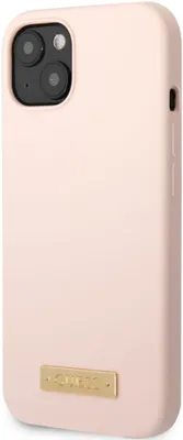Produktbild von Guess Silicone Metal Logo MagSafe Compatible Case für iPhone 13 Pink