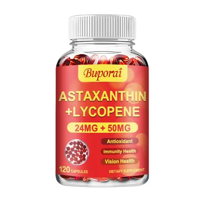 Produktbild von Astaxanthin + Lycopene 24 mg + 50 mg (120 Kapseln) Nahrungsergänzungsmittel, Herz, Kreislauf, Immunsystem, Stoffwechsel, Antioxidation, Haut