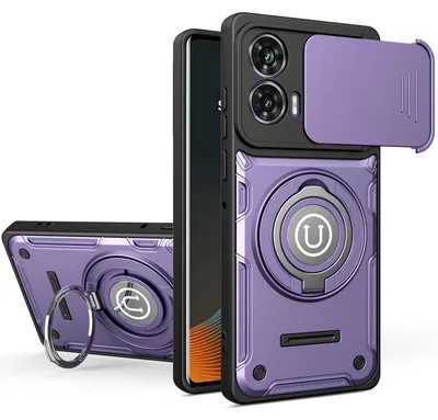 Produktbild von Magnetische Handyhülle für Motorola Moto G35 mit Kameraschutz Schieber, Ringhalter und Ständer, Stoßfeste Hülle Lila