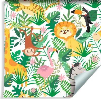 Immagine prodotto di 10m VLIES WALLPAPER rotolo camera bambini animali selvatici XXL