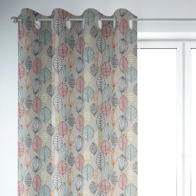 Produktbild von SCHÖNER LEBEN. Vorhang Canyon Blätter beige braun grün rot 245cm Aufhängung Ösen