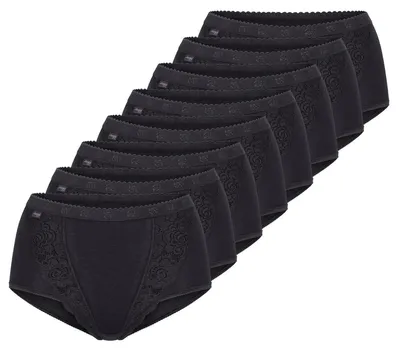 Produktbild von sloggi 8er Pack Chic Maxi Slip Femininer Stil mit Spitzenakzenten, Perfekte Passform, Atmungsaktives Material schwarz 38