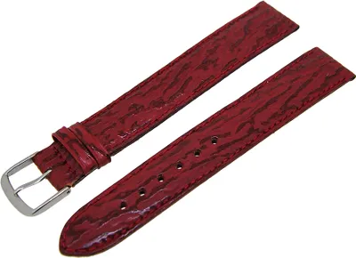 Produktbild von Uhrenarmband Lederband Rot Ton in Ton 18mm Dornschließe Silber NEU