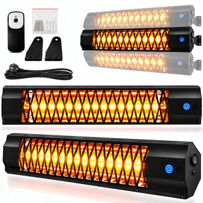 Productafbeelding van ZMH Infrarood terrasverwarmer 2000W warmtestanden IP65 afstandsbediening hoekverstelbaar 65×13cm rechthoekig zwart voor tuin balkon