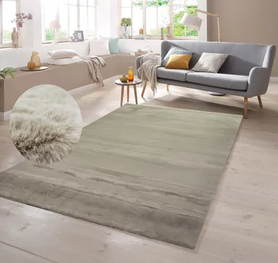Produktbild von Teppich Hasenfell uni beige Größe - 120 cm Rund