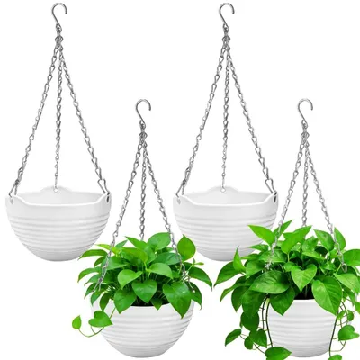 Productafbeelding van Set van 4 Zelfwatergevende Hangende Plantenpotten met Kettingen