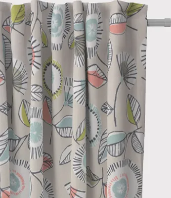 Produktbild von SCHÖNER LEBEN. Vorhang Blumen abstrakt beige weiß grau bunt 245cm Aufhängung Smok-Schlaufenband