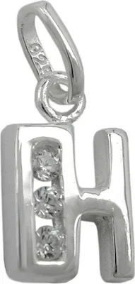 Produktbild von Anhänger Buchstabe H mit Zirkonia aus echtem 925 Silber Damen Silberanhänger