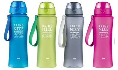 Produktbild von Grüne Kunststoff-Trinkflasche 650 ml auslaufsicher BPA-frei mit Fruchtsieb