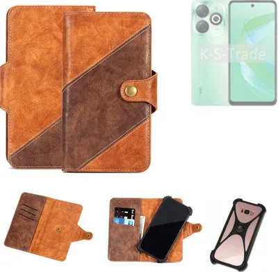 Produktbild von K-S-Trade Handyhülle Schutzhülle Bookstyle Case Wallet-Case kompatibel mit Infinix Smart 9 Cover Klapphülle Kantenschutz Smartphone dunkelbraun