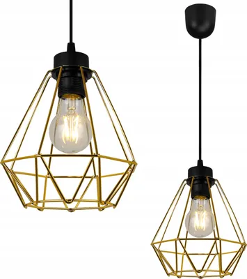 Obrázek produktu pro Light-Home Corral závěsné svítidlo - Industriální stropní svítidlo - Kovové závěsné svítidlo - 1 žárovka, černá a zlatá barva