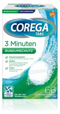Zdjęcie produktu dla COREGA Tabs Szybkie tabletki do czyszczenia protez zębowych, 66 tabletek