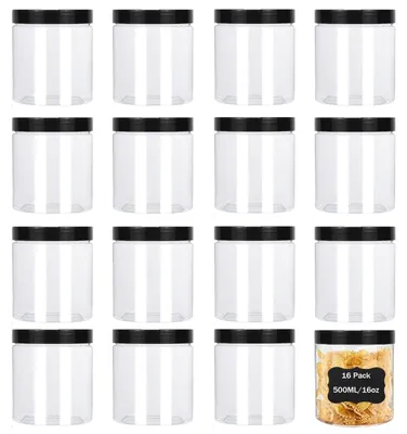 Immagine prodotto di Solidchoice - Set di 16 contenitori di plastica trasparente con coperchi (500 ml)