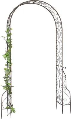 Zdjęcie produktu dla DanDiBo Łuk różany metalowy 254x159 cm Brązowy 96025 Łuk brama ogrodowa Żelazna pomoc wspinaczkowa Krata Okrągły łuk bez drzwi