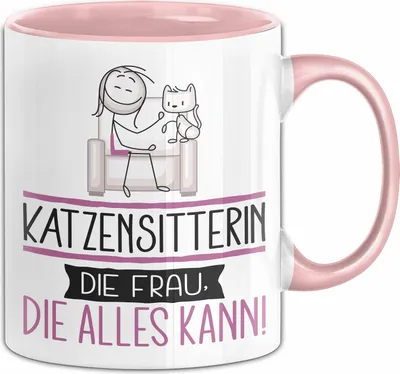 Produktbild von Katzensitterin Geschenk Tasse Becher Die Frau Die Allen Kann Geschenkidee für eine Katzensitterin Lustig (Rosa)