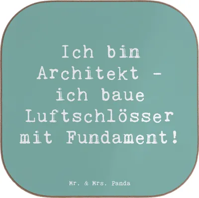 Produktbild von Mr. & Mrs. Panda Tischuntersetzer Spruch Architekt Luftschlösser - Meeresbrise - Geschenk, Getränkeuntersetzer, Untersetzer Glas, Bauplanung, Identität, Berufsprodukte