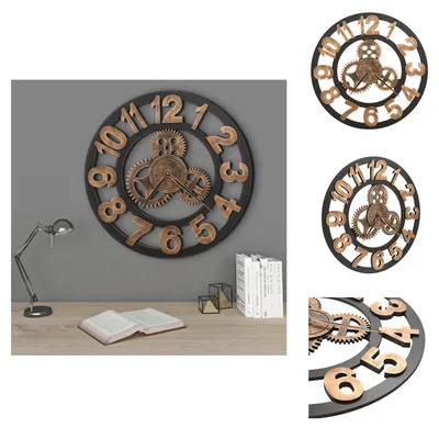 Produktbild von vidaXL Wanduhr Metall 58 cm Golden und Schwarz - Wanduhren