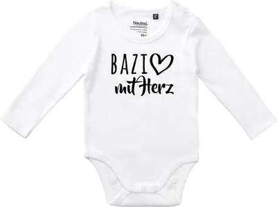 Produktbild von Huuraa Baby Body Bazi mit Herz 74 White  Baumwolle Fairtrade Langarmbody Geschenkidee