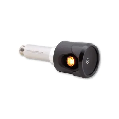 Zdjęcie produktu dla HIGHSIDER pro Akron-Flash LED wskaźnik końca kierownicy/światło pozycyjne czarny/pomarańczowy 2w1, homologacja E (para)