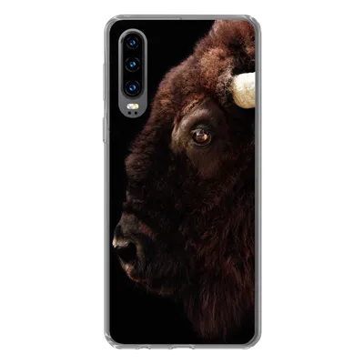 Produktbild von MuchoWow® Handyhülle Schutzhülle Hülle für Huawei P30 Bison - Horn - Porträt Silikon Softcase Handy Hülle - Kartenbesitzer