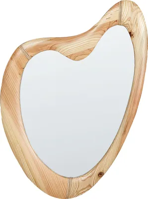 Produktbild von BELIANI Wandspiegel Hellbraun aus Holz 77 x 90 cm Asymmetrische Form Modernes Design Boho Stil Wanddeko für Flur Schlafzimmer Wohnzimmer