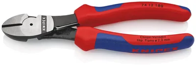 Produktbild von Knipex 74 12 180, Diagonale Zange, Chrom-Vanadium-Stahl, Kunststoff, Blau, Rot, 180 mm, 273 g