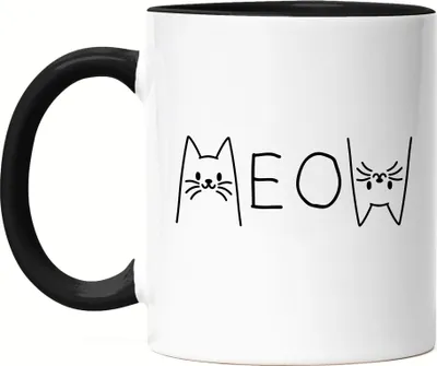 Produktbild von Meow Tasse Schwarz Katzenmama Katzenliebhaber Katzenbesitzer Katzenfan