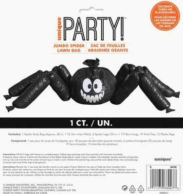 Produktbild von Riesen-Rasen-Spinne (Schwarze Laubsäcke) Halloween Dekoration