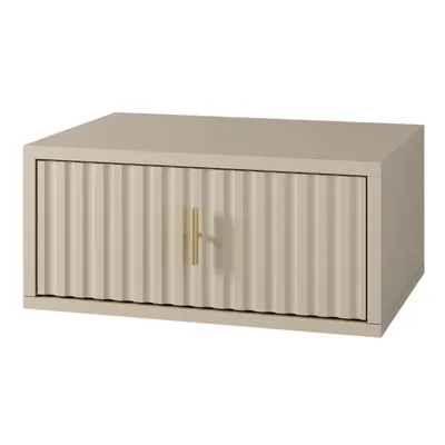 Produktbild von Hängend Nachttisch Kaschmir Beige 42x30x45 cm mit 1 Schublade – Moderne Nachtkommode mit geriffelter Front, Glamour Stil