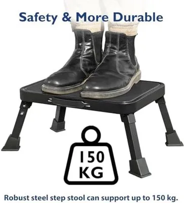Produktbild von Klappbare Tritthocker - Stabil mit Metall, 150 kg Tragkraft, Breite Antirutschfläche für Erwachsene und Kinder