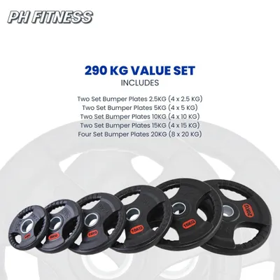 Produktbild von PH Fitness Tri-Grip Hantelscheiben-Set – 50 mm, Gesamtgewicht 37,5–290 kg