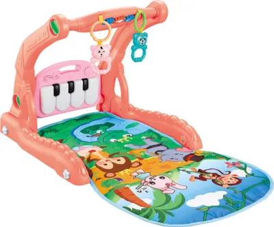 Image de Buxibo 2in1 Baby Gym/Baby Walker - Tapis de jeu piano pour bébés - Tapis de jeu musical avec cliquet et miroir - Rose